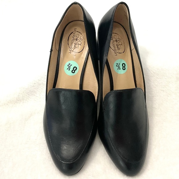 BLACK CASUAL MINIMALIST COMFORT SLIP ON CHUNKY BLOCK HEEL DRESSY LOAFER SZ 8.5M - Picture 4 of 12